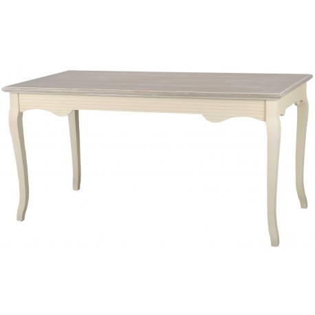 Kremowy stół prostokątny o mocno bielonym blacie
