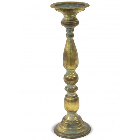 Wysoki Świecznik Metalowy Złoty I