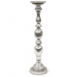 Wysoki Świecznik Metalowy Srebrny A