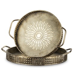 Złote Tace z Lustrami 2szt