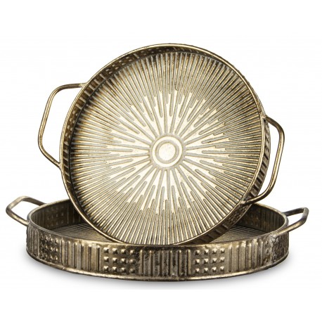 Złote Tace z Lustrami 2szt