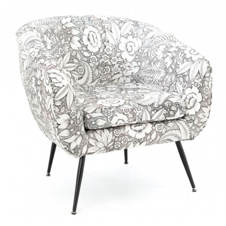 Szara Sofa w Białe Liście i Kwiaty