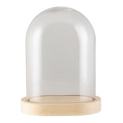 Szklany Klosz z Drewnianą Tacką B