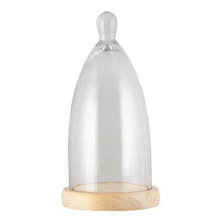 Szklany Klosz z Drewnianą Tacką E