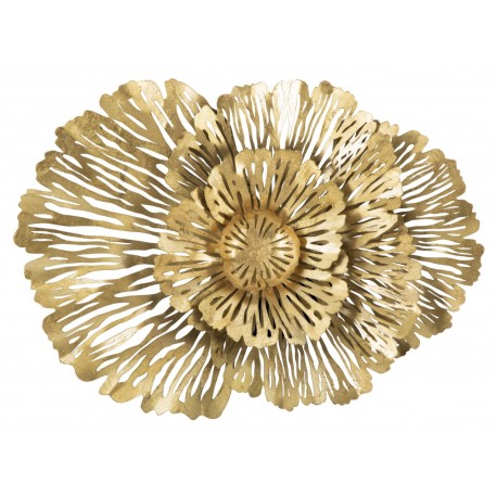 Metalowy Dekor Ścienny Złoty Kwiaty A