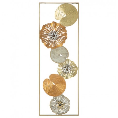 Metalowa Dekoracja Ścienna z Liśćmi i Kwiatami A