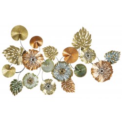 Metalowa Dekoracja Ścienna z Liśćmi i Kwiatami B