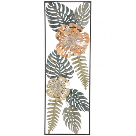 Metalowa Dekoracja Ścienna z Liśćmi i Kwiatami D