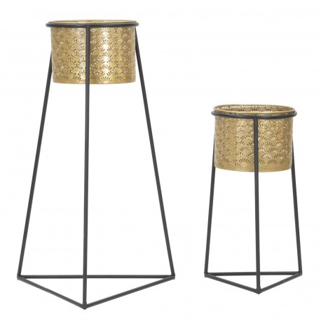 Metalowe Kwietniki Czarno-Złote 2szt. B