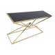 Złoty Stolik Kawowy z Czarnym Blatem Piramid