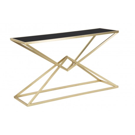 Złoty Stolik Kawowy z Czarnym Blatem Piramid