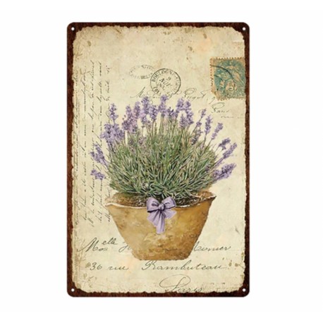Metalowa Tabliczka z Lawendą w Stylu Prowansalskim A