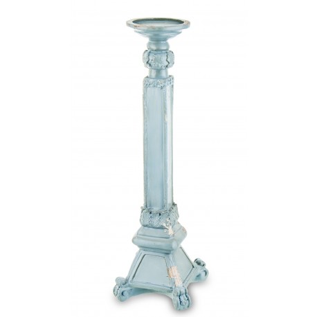 Wysoki Świecznik w Stylu Prowansalskim Niebieski