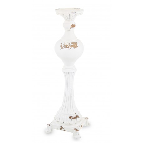 Wysoki Świecznik w Stylu Prowansalskim Biały C