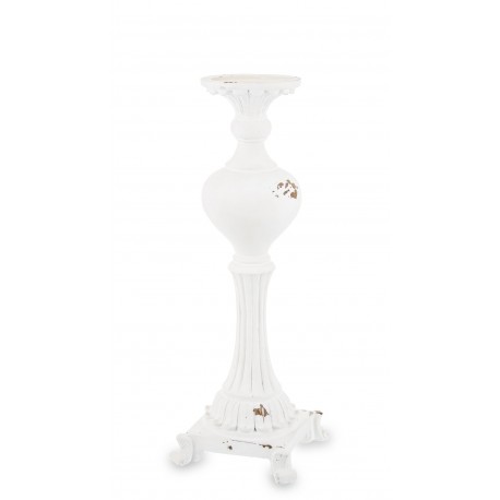 Wysoki Świecznik w Stylu Prowansalskim Biały D