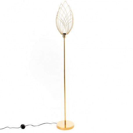 Złota Lampa Podłogowa Na Marmurowej Podstawie