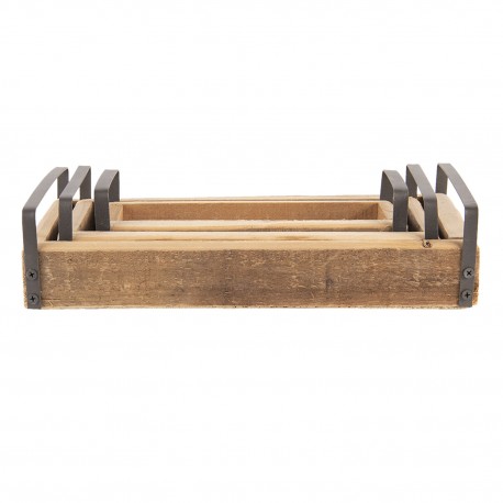 Drewniane Tace w Stylu Farmhouse 3szt. B Clayre & Eef