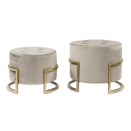 Pufy Glamour Beżowe A 2 szt.