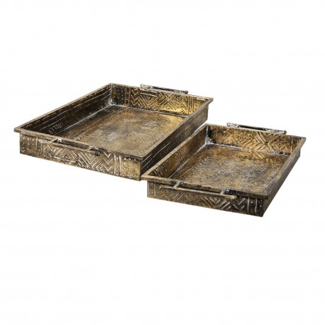 Metalowe Tace Prostokątne Duże 2 szt. Clayre & Eef