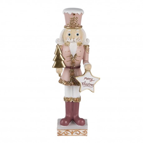 Figurka Świąteczna Dziadek Do Orzechów do Orzechów Biało-Różowy B Clayre & Eef