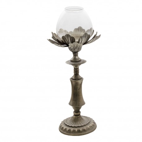 Wysoki Świecznik Metalowy z Liścmi G Clayre & Eef