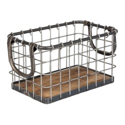 Metalowy Kosz z Drewnianym Spodem B Clayre & Eef