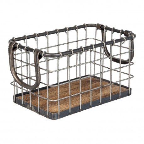 Metalowy Kosz z Drewnianym Spodem B Clayre & Eef