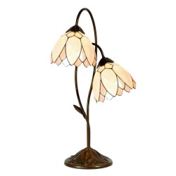 Lampa Stołowa Tiffany Brązowo-Kremowa D Clayre & Eef