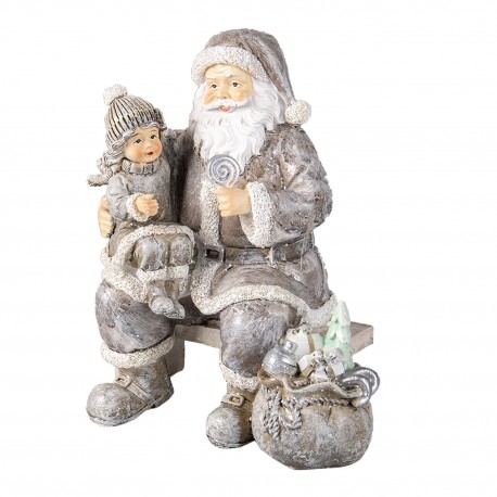 Figurka Świąteczna Mikołaj z Dzieckiem A Clayre & Eef