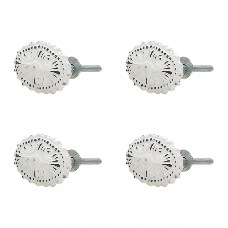 Żeliwne Gałki Do Mebli Białe Owalne 4 szt. Clayre & Eef