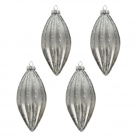 Szklane Bombki Srebrne A 4szt. Clayre & Eef
