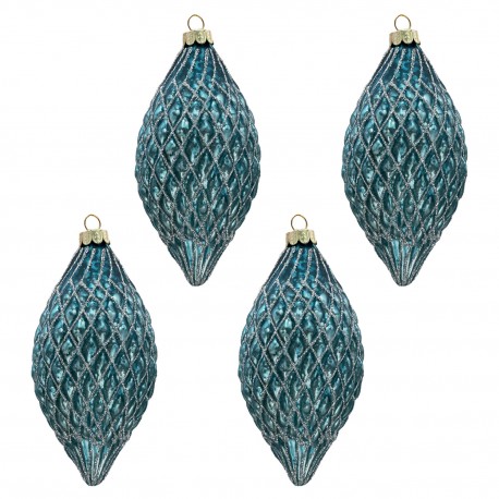 Szklane Bombki Niebieskie E 4 szt. Clayre & Eef