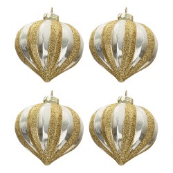 Szklane Bombki Srebrno-Złote B 4 szt. Clayre & Eef