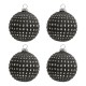 Szklane Bombki Czarno-Srebrne A 4 szt. Clayre & Eef