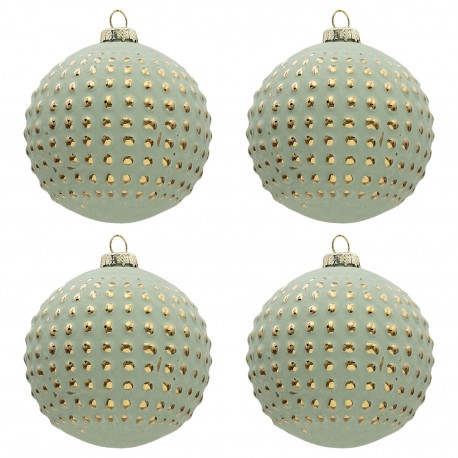Szklane Bombki Zielono-Złote A 4 szt. Clayre & Eef