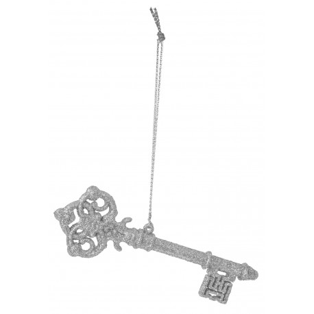 Zawieszki Na Choinkę Białe Brokatowe Klucz