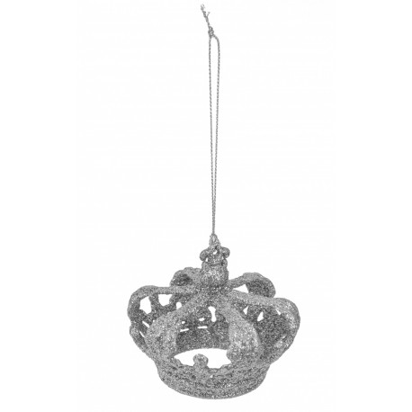 Zawieszki Na Choinkę Białe Brokatowe Korona