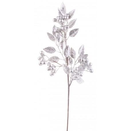 Sztuczna Gałązka Świąteczna Srebrna A