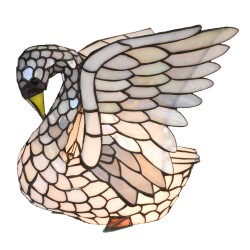 Lampka Tiffany Witrażowa Stołowa Łabędź Clayre & Eef