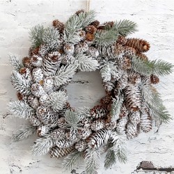 Świąteczny Wianek Chic Antique z Szyszkami i Śniegiem