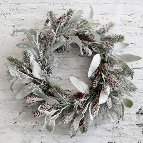 Świąteczny Wianek Chic Antique z Szyszkami i Śniegiem