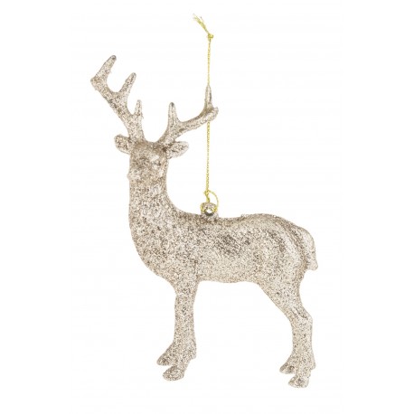 Zawieszka Na Choinkę Srebrna Brokatowa Jeleń