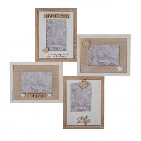 Ramki Na Zdjęcia w Stylu Prowansalskim Kremowo-Brązowe Clayre & Eef