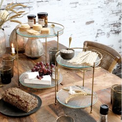 Metalowa Patera Chic Antique ze Szklanymi Talerzami A