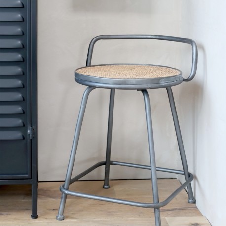 Metalowy Stołek Chic Antique z Plecionymi Siedziskiem