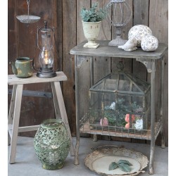 Metalowy Stolik Chic Antique z Ocynkowanym Blatem