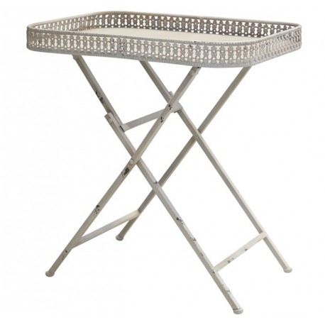 Metalowy Stolik Taca Chic Antique Kremowy