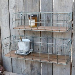 Kosze Ścienne Metalowe z Półką Chic Antique 2szt.