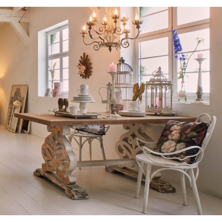 Stół Prowansalski Kremowo-Brązowy Clayre & Eef