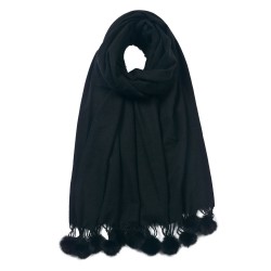 Czarny Szalik z Pomponami Clayre & Eef